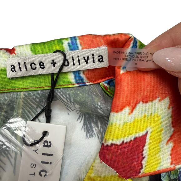 ALICE + OLIVIA Leighton Pajama Romper In Island Dreams Multi - Picture 12 of 12